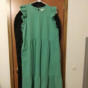 Universal Thread 100% cotton dress with pockets; Green; midi; Large